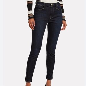 FRAME Denim Le High Skinny Slit Hem Jeans Size 28 Dark Wash in Copa​​​​​​​​